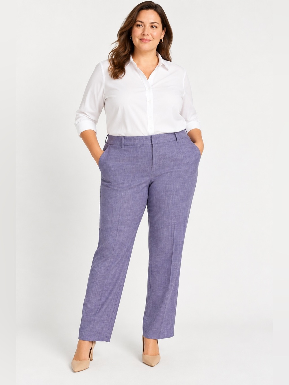 Talbots Woman Hampshire Wool Blend Pants Violet Heather Purple 20W